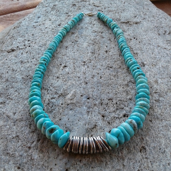 Jewelry - Sterling silver, genuine TURQUOISE necklace